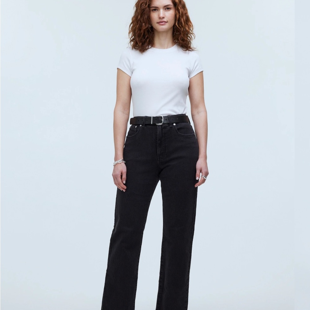 Madewell Curvy 90’s Straight High Rise Black Denim Jeans Grunge Goth Size 25